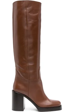 Prada 90mm støvler i læder med rund tå