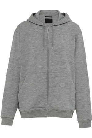 Prada Hættetrøje med trekantet logo og lynlås