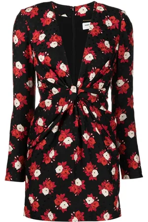 Saint Laurent Kort kjole med dyb V-hals