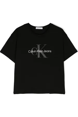 Calvin Klein T-shirt med logotryk og sænkede skuldre