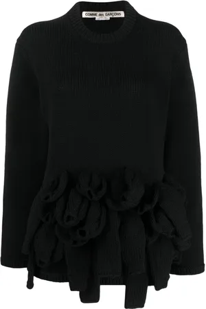 Comme des Garçons Trøje med applikation og rund hals