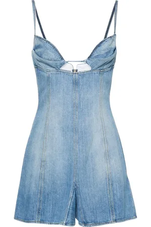 Nensi Dojaka Kort denimkjole med godet-design