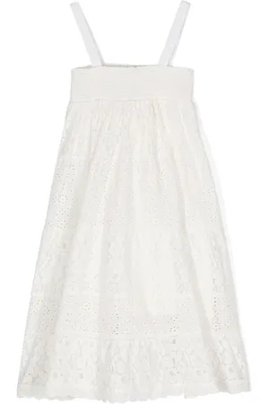 Twin-Set Midi blondekjole med broderie anglaise