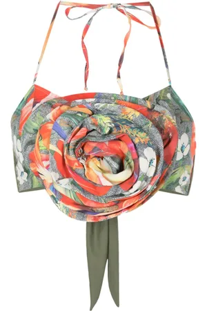 AMIR SLAMA Croptop med blomster-applikation