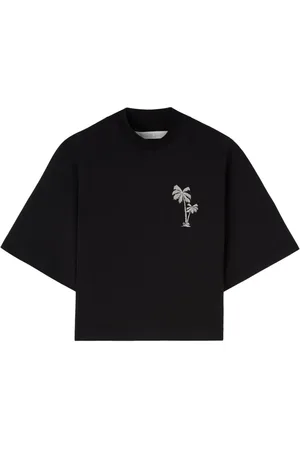 Palm Angels Cropped T-shirt med palmebroderi