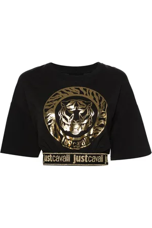 Roberto Cavalli Cropped top med logotryk