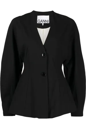 Ganni Enkeltradet blazer med V-hals