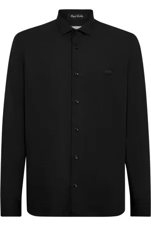 Philipp Plein Poplin-skjorte med dødningehoved-mærke