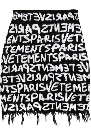 Vetements Kort nederdel i merinould med monogram-jacquard