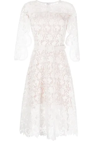Oscar de la Renta Midi-kjole med blondeblomster