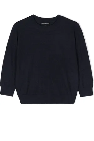 Emporio Armani Trøje med intarsia-logo og rund hals