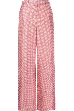 Lanvin Silkebukser med brede ben og geometrisk print