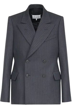 Maison Margiela Stribet Barathea blazer i uld