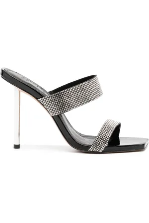Schutz Krystaludsmykkede 120mm mules i læder