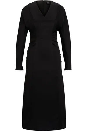 HUGO BOSS Kort kjole i satin med V-hals og tryk