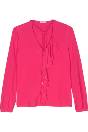 Patrizia Pepe Bluse i crepe med flæsedetalje