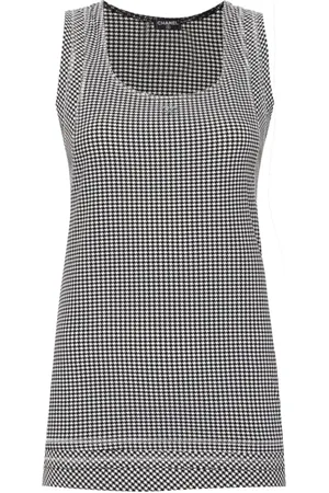 CHANEL Houndstooth-ternet tanktop fra 2008