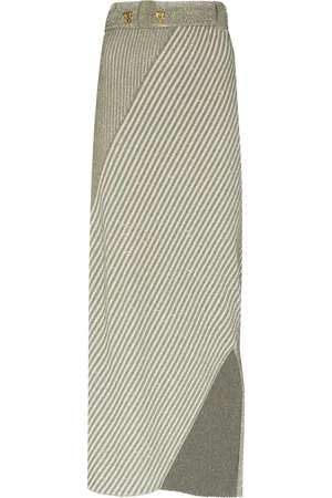 AERON Asymmetrisk strikket nederdel med striber