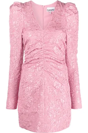 Ganni Kort kjole i blomstret jacquard
