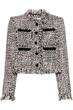 Self-Portrait Tweed-jakke med frynser