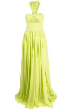 Elie saab Plisseret kjole med halterneck