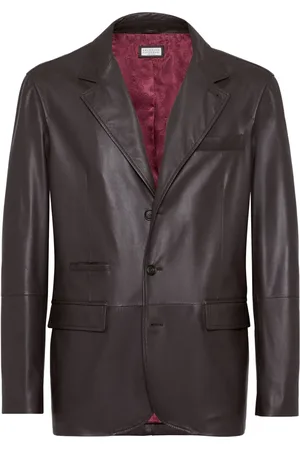 Brunello Cucinelli Enkeltradet blazer i læder