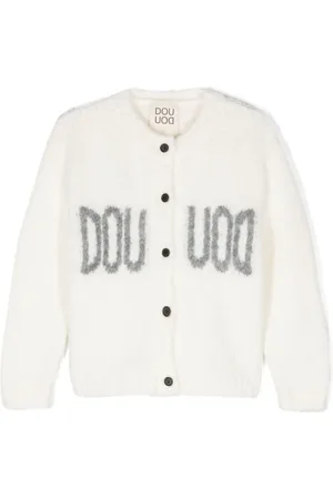 DOUUOD KIDS Cardigan i intarsiastrik med logo