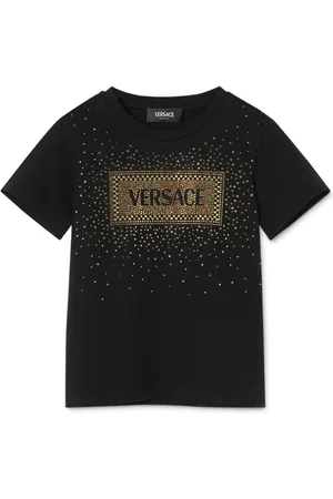 VERSACE T-shirt med krystaludsmykning og logo