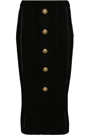 Balmain Ribstrikket midi-nederdel