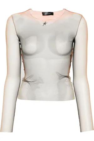MUGLER Langærmet T-shirt i mesh
