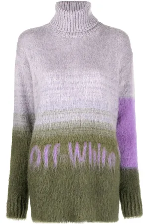 OFF-WHITE Intarsiastrikket trøje med rullekrave og logo