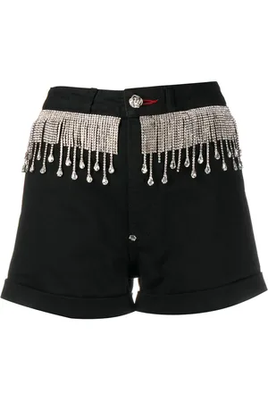 Philipp Plein Denimshorts med krystaludsmykning