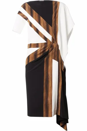 Burberry Asymmetrisk silkekjole med flagtryk