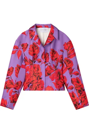 AZ FACTORY Cropped jakke med hibiscus-tryk