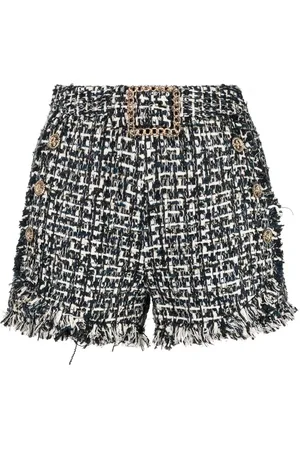 Edward Achour Paris Metalliske shorts i tweed med rå kant
