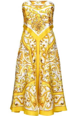 Dolce & Gabbana Mellemlang silkekjole med Majolica-tryk