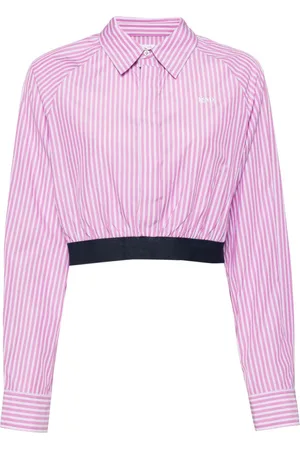 Izzue Cropped poplin-skjorte med striber