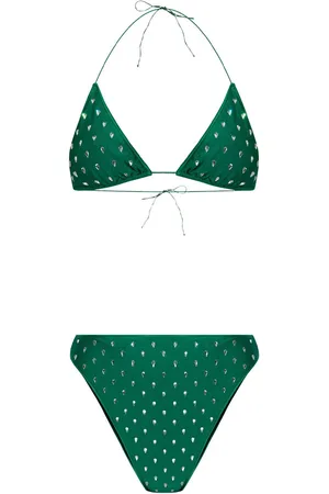 Oseree Højtaljet bikini med rhinstenudsmykning