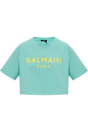 Balmain Cropped T-shirt med logotryk