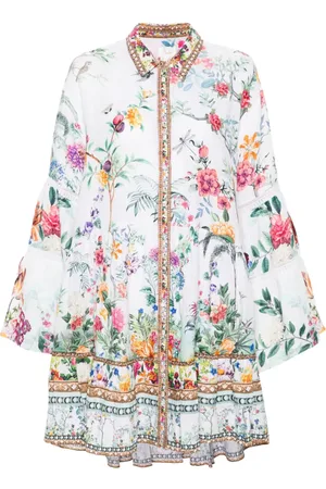 Camilla Kort kjole med Plumes And Parterres-tryk