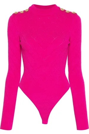Balmain Ribbet bodysuit med knapdetalje