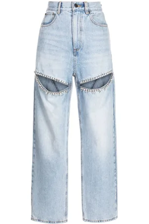 AREA Jeans med krystaludsmykning og lige ben