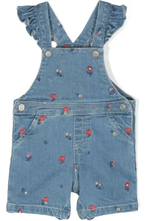 Tartine Et Chocolat Blomsterbroderede overalls i denim