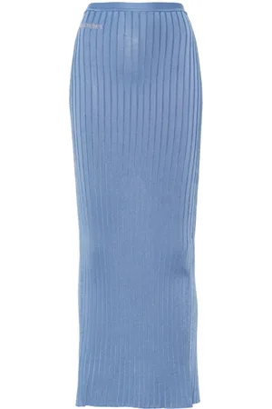 Marni Lang ribbet nederdel med jacquard-logo