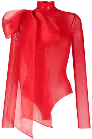 Atu Body Couture Semi-gennemsigtig bodysuit med sløjfe