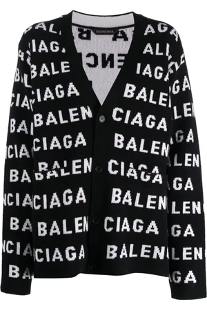 Balenciaga Intarsiastrikket cardigan med logomotiv