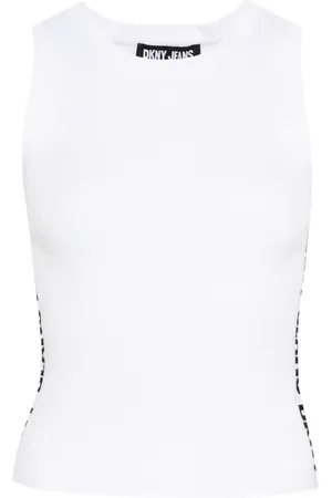 DKNY Ribbet top med jacquard-logo