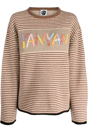 YANYAN KNITS Stribet trøje med broderet logo