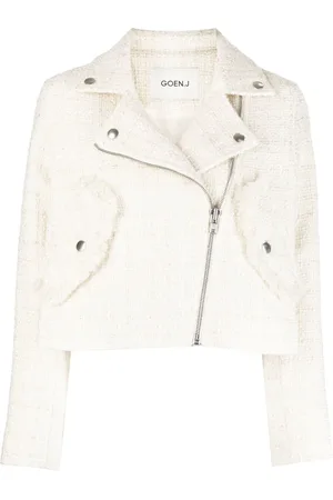 GOEN.J Cropped bikerjakke i tweed