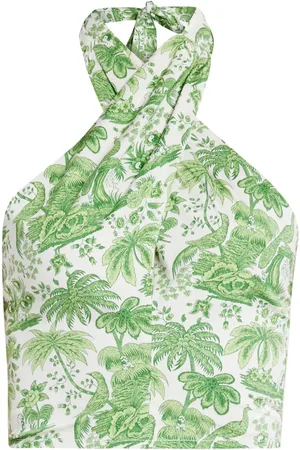 Staud Top med halterneck og botanisk tryk